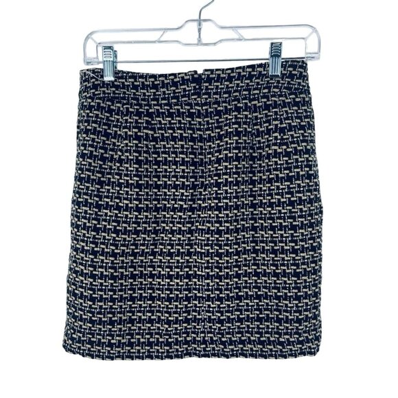 Loft Women’s Tweed Boucle Skirt Size 0 Straight Knit Pencil Black Tan Brown - Picture 2 of 7